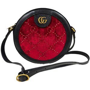 Gucci GG Velvet Round Shoulder Bag Red
